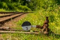 Old rusty railway semaphore